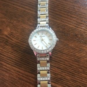 Women's Fossil Watch- silver, gold and glitz